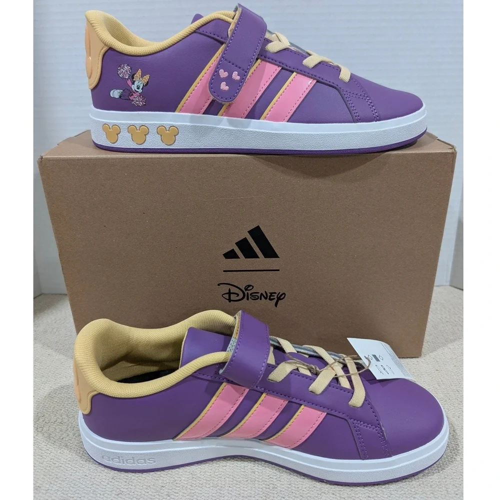 Adidas x Disney Grand Court Minnie Mouse Purple Pink Sneakers JS2347 Size 6.5Y
